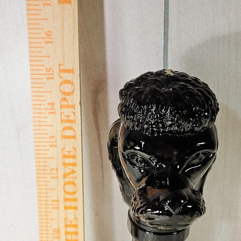 Vtg 1971 Black Glass Sitting Poodle Dog‎ Wine Decanter Bottle Detroit MI Italy